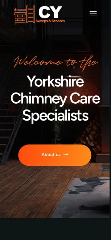 CY Sweeps and Service homepage on a phone