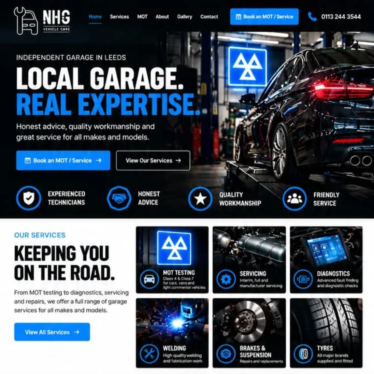 Concept design for a local garage website