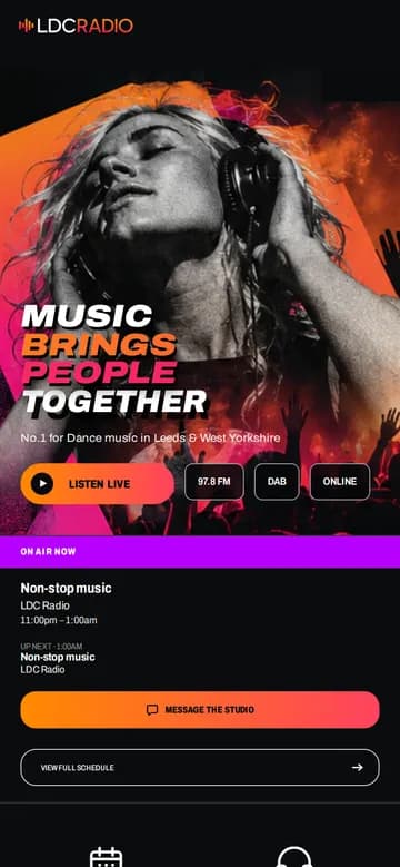 LDC Radio homepage on a phone